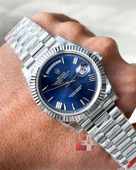 rolex day-date blue dial price|Rolex Day-Date blue face.